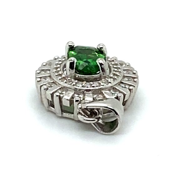 Chrome Tourmaline .55ct White Gold Finish Solid 925 Sterling Silver Pendant - Picture 5 of 7